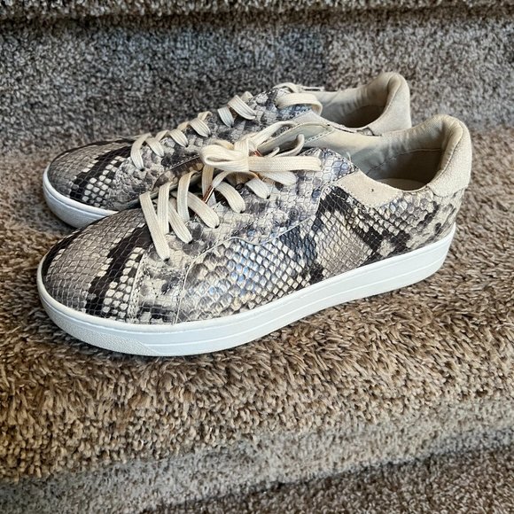 Michael Kors Women's Embellished Snake Embossed Leather Sneaker Shoes - Picture 2 of 15